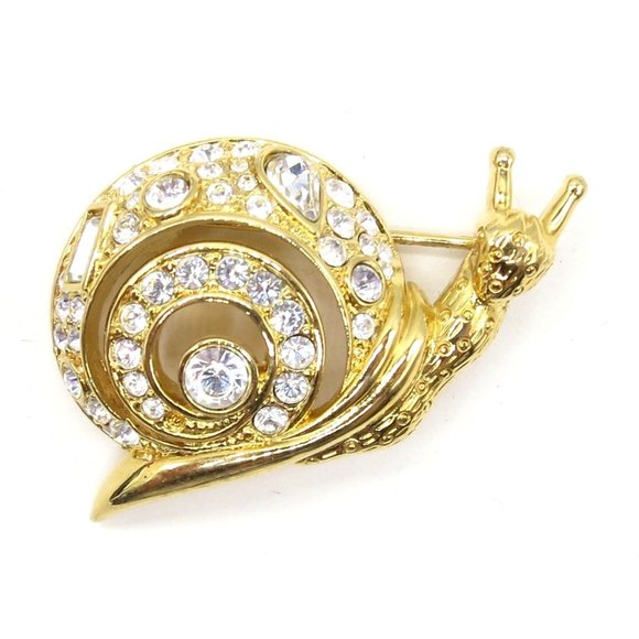 Swarovski Clear Crystal Rhinestone Goldtone Snail - Picture 6 of 11